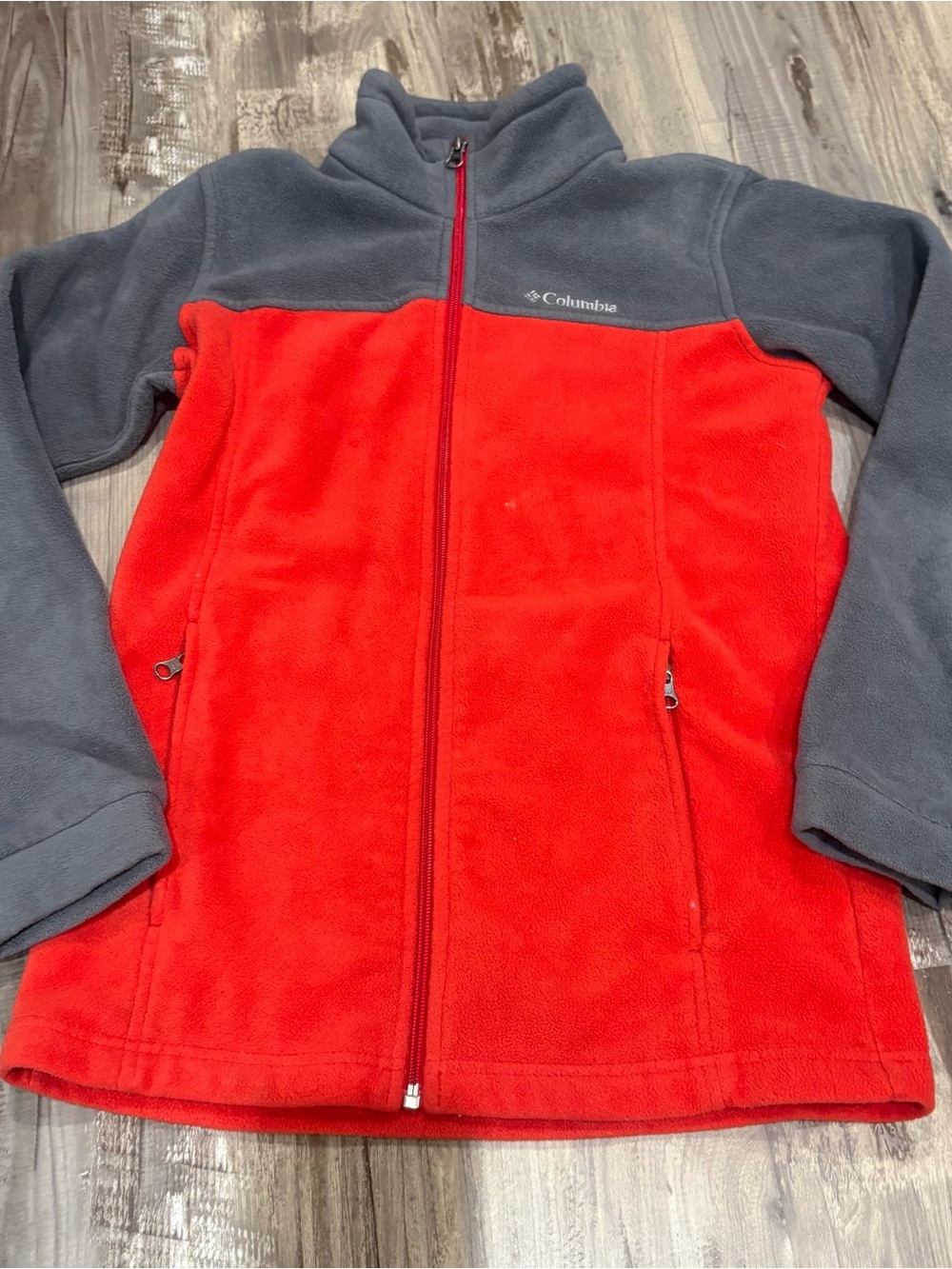 Columbia Jacket Boys XL Full Zip Pockets Long Sleeve Outdoors Red/ Gray